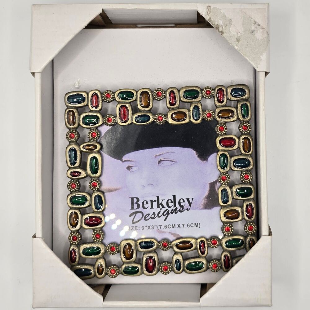 Berkeley Designs 3"x3" Jewel Tone Enamel Metal Picture Frame.